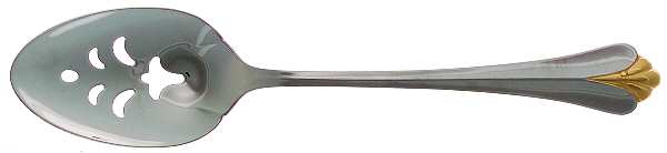 Golden Royal Flute (Stainless, Gold Accent) Pierced Tablespoon (Serving Spoon)