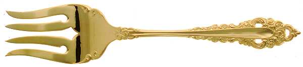 Golden Royal Grandeur (Gold Electroplate, 1975) Medium Solid Cold Meat Serving Fork