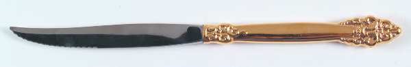 Golden Spanish Crown (Gold Electroplate) Individual Steak Knife Hollow Handle