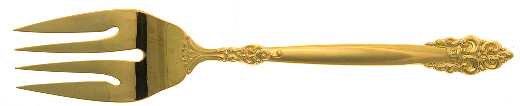 Golden Spanish Crown (Gold Electroplate) Medium Solid Cold Meat Serving Fork