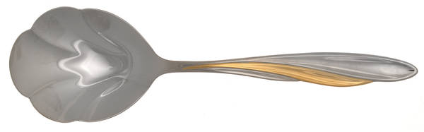 Golden Shoreline (Stainless, Gold Accent) Solid Shell Casserole Spoon