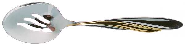 Golden Shoreline (Stainless, Gold Accent) Pierced Tablespoon (Serving Spoon)