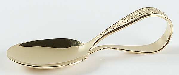 Golden Tangier (Gold Electroplate) Curved Handle Baby Spoon