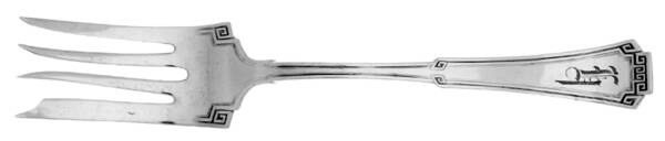 Grecian (Silverplate, 1915) Monogram Medium Solid Cold Meat Serving Fork
