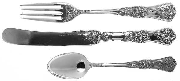 Grenoble-Gloria (Silverplate, 1906) (3 Pc) Youth Set (Solid Knife, Fork & Spoon)