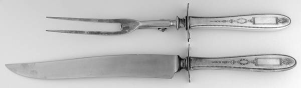 Grosvenor (Silverplate, 1921, No Monograms) Large 2-Piece Roast Carving Set w/Stainless Blade