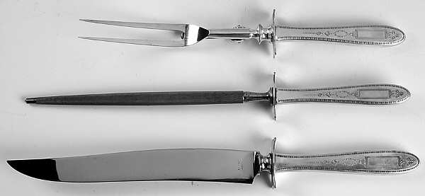 Grosvenor (Silverplate, 1921, No Monograms) Large 3-Piece Roast Carving Set w/ Stainless Blade
