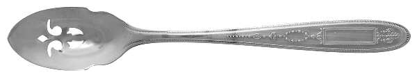 Grosvenor (Silverplate, 1921, No Monograms) Short Handled Olive Spoon with Pierced Bowl