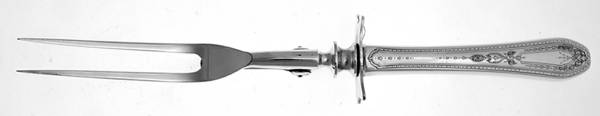 Hampton Court (Silverplate, 1926, Wreath) Large Stainless-Prong Roast Carving Fork