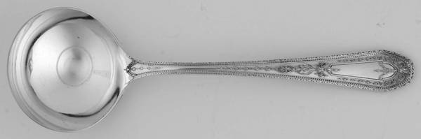 Hampton Court (Silverplate, 1926, Wreath) Round Bowl Soup Spoon (Bouillon)