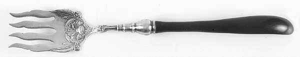 Orient-Venice (Silverplate, 1904) Salad Serving Fork w/Wood Handle & Slvp Prongs