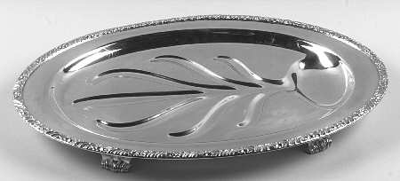 Henley (Silverplate, Hollowware) Medium Plated Footed Meat Platter with Well