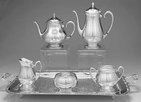 Henley (Silverplate, Hollowware) 6-Piece Plated Tea Set (Waste & Tray)