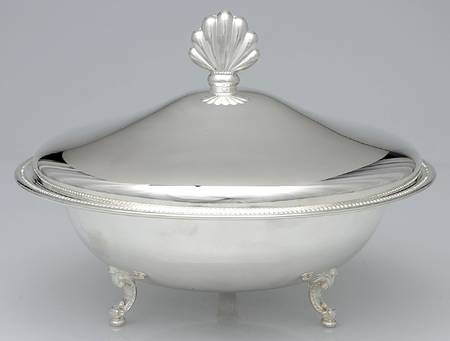 Jefferson (Silverplate, Hollowware) Plated Round Covered Casserole with Glass