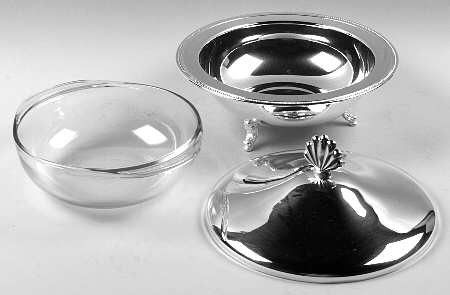 Jefferson (Silverplate, Hollowware) Plated Round Covered Casserole with Glass