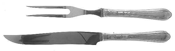 June-Nursery (Silverplate, 1932, No Monograms) Small Stainless Blade 2-Piece Steak Carving Set
