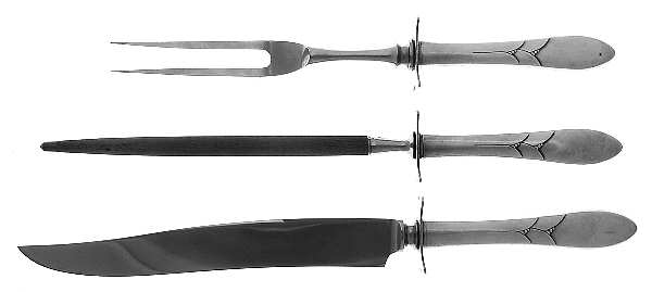 Lady Hamilton (Silverplate, 1932) Large 3-Piece Roast Carving Set w/ Stainless Blade