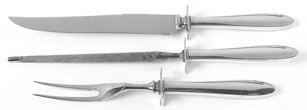 Lasting Spring (Sterling, 1949) Small Steak 3-Piece Carving Set w/Stainless Blade