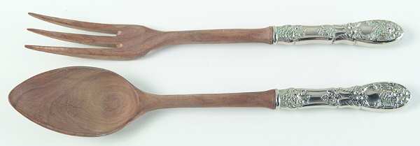 La Vigne (Silverplate, 1908) Wooden Bowl 2-Piece Salad Set