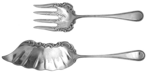 Linden (Silverplate, 1900) 2 Piece Large Solid Fish Serving Set