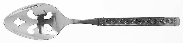 Lisbon (Stainless, Black Accent) Pierced Tablespoon (Serving Spoon)