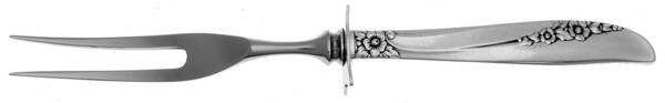 Lilac Time (Silverplate, 1957) Small Steak Carving Fork with Stainless Prongs