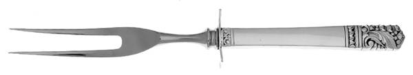 Mansion House (Sterling, 1948, Bright Finish) Small Steak Carving Fork with Stainless Prongs