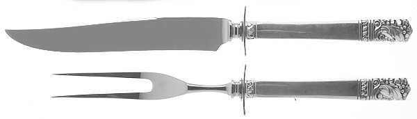 Mansion House (Sterling, 1948, Bright Finish) Small Steak 2-Piece Carving Set w/Stainless Blade