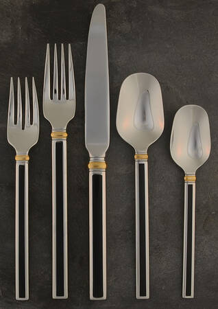 Midnight (Stainless, Black Hld, Gold) 40 Piece Estate Set