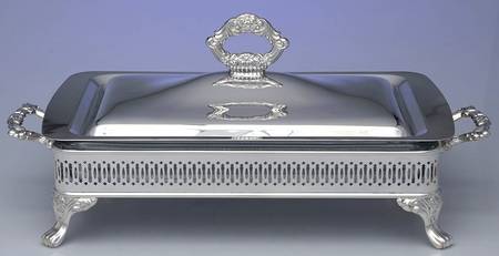 Silverplate Hollowware 3 Qt Rectangular Covered Casserole w/Liner