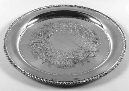 Silverplate Hollowware Round Tray For Punch Bowl