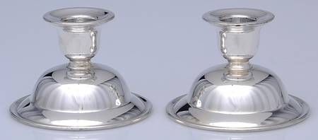 Silverplate Hollowware Pair of 2" Console Candleholders
