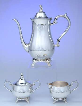 Silverplate Hollowware 3 Piece Tea Set (PTP, PCR, PSU)