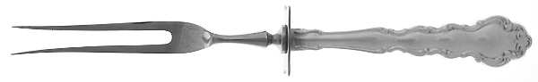 Modern Baroque (Silverplate, 1969) Small Steak Carving Fork with Stainless Prongs