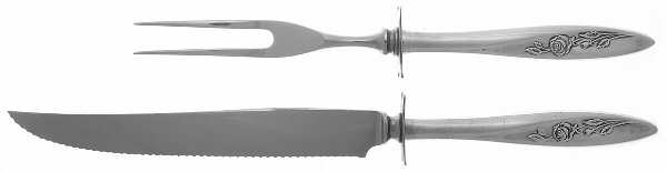 Morning Rose (Silverplate, 1960) Small Stainless Blade 2-Piece Steak Carving Set