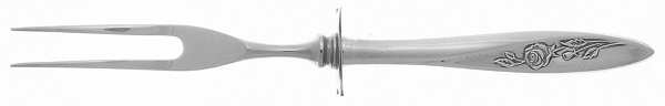Morning Rose (Silverplate, 1960) Small Steak Carving Fork with Stainless Prongs