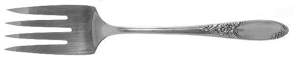 Ribbon Rose (Silverplate, 1960) Medium Solid Cold Meat Serving Fork