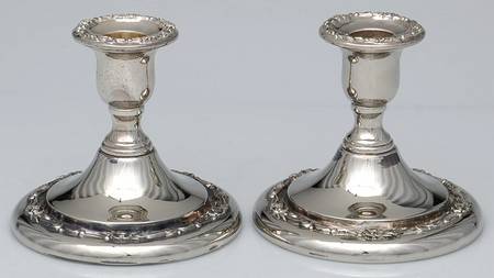 Royal Provincial (Silverplate, Hollowware) Pair of Silverplate Console Candleholders