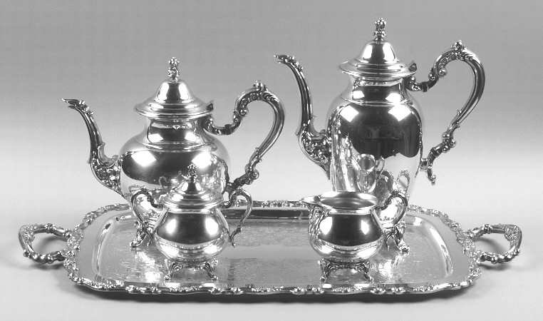 Royal Provincial (Silverplate, Hollowware) 5-Piece Silverplate Tea Set (with Tray)