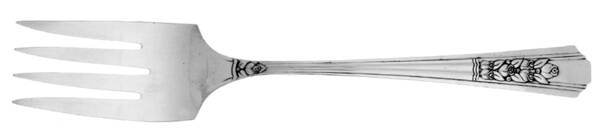 Rosalie (Silverplate, 1938) Medium Solid Cold Meat Serving Fork