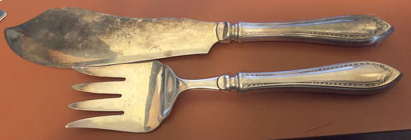 Sheraton (Silverplate, 1910) Hollow Handle Fish Serving Set, Silverplate Blade
