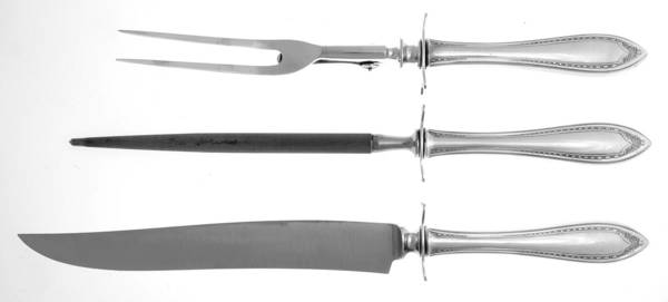 Sheraton (Silverplate, 1910) Large 3-Piece Roast Carving Set w/ Stainless Blade
