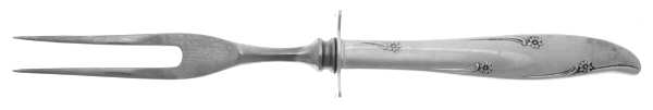 Silver Flower (Silverplate, 1960) Small Steak Carving Fork with Stainless Prongs