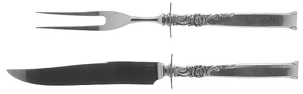 Silver Rose (Sterling, 1956) 2 Piece Small Carving Set W/ Sterling Guard