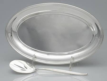 Silver Sands (Silverplate, 1966) 2 Piece Cranberry Serving Set