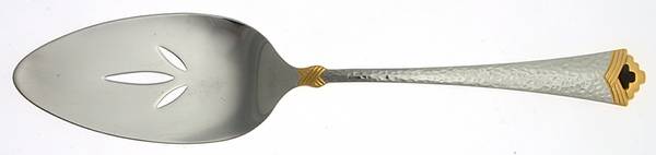 Tesoro-Black (Stainless, Gold Accent) Pierced All Stainless Pie Server