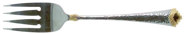 Tesoro-Black (Stainless, Gold Accent) Medium Solid Cold Meat Serving Fork