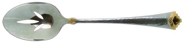 Tesoro-Black (Stainless, Gold Accent) Pierced Tablespoon (Serving Spoon)