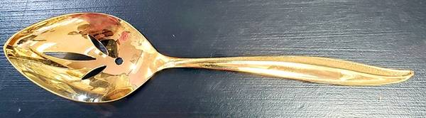 Textura Gold (Gold Electroplate) Pierced Tablespoon (Serving Spoon)
