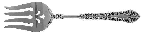 Venetian Scroll (Sterling, 1970) Medium Solid Cold Meat Serving Fork